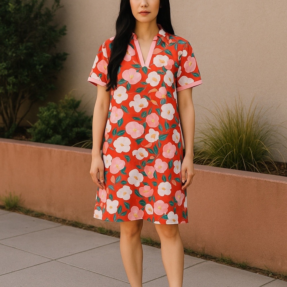 Floral Pink and Red Women's Dress